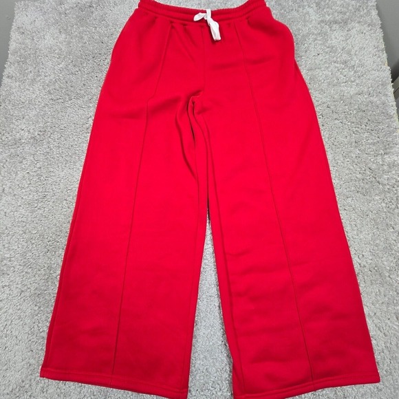 Missguided Sweatpants Womens Large Red Wide Leg Drawstring Pants Hip Hop - Picture 1 of 13